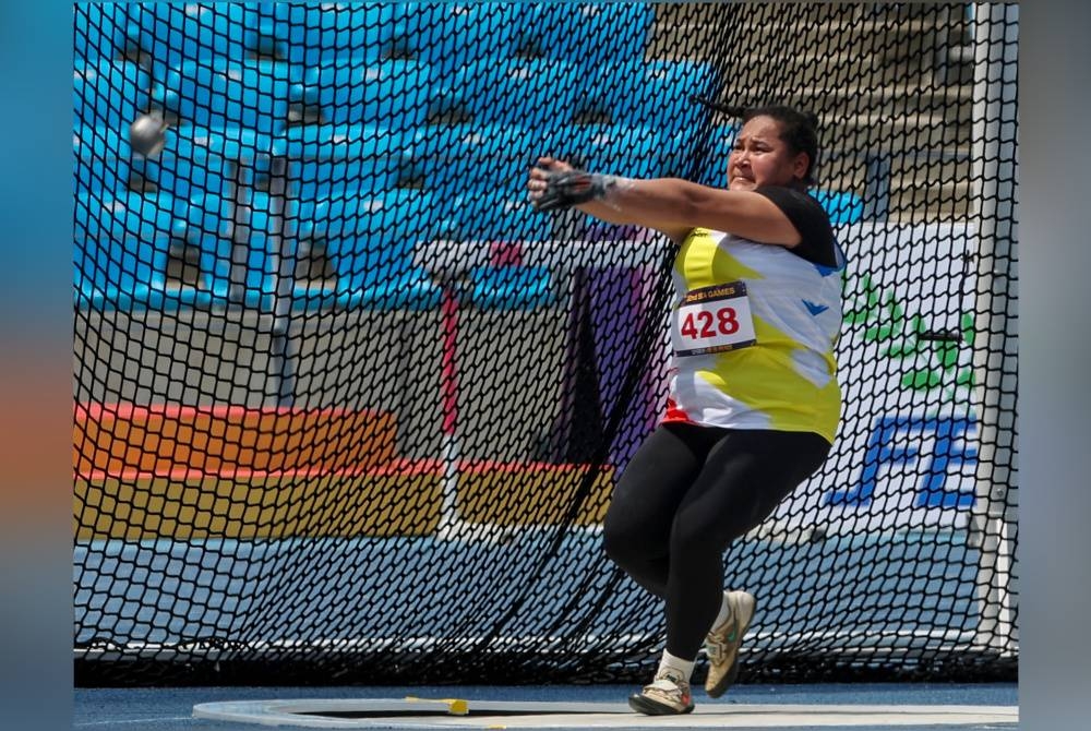 Grace ketika beraksi di Sukan SEA Kemboja 2023 di Stadium Nasional Morodok Techo, Phnom Penh pada Isnin. - Foto Bernama