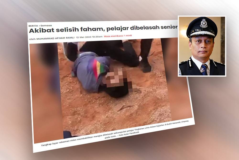 Hanya kerana perselisihan faham dengan pelajar Tingkatan Lima, seorang remaja berusia 15 tahun dibelasah sekumpulan pelajar senior dalam kejadian di Taman Melawati di sini pada Isnin lalu. (Gambar kecil:Mohamad Farouk)