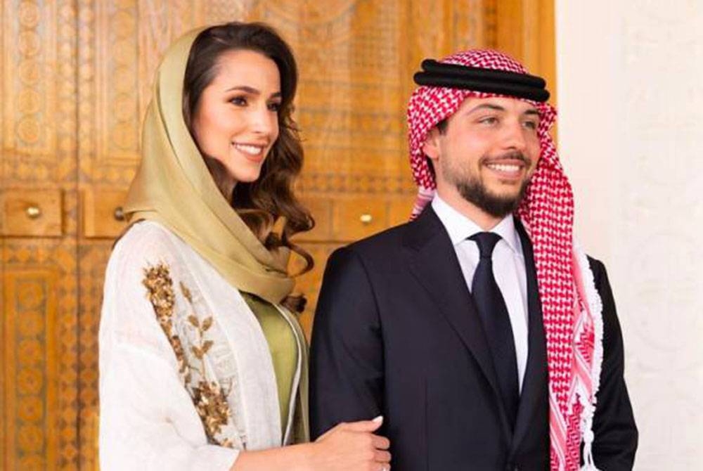 Putera Mahkota Al Hussein Abdullah dan Rajwa Khaled bin Musaed bin Saif bin Abdulaziz Al Saif akan disatukan sebagai suami isteri pada 1 Jun 2023. - Foto Instagram Queen Rania