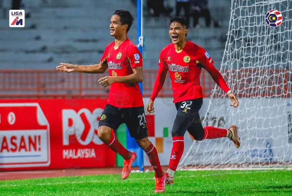 Safuwan wira Negeri Sembilan apabila meledak gol kemenangan ketika menjinakkan KL City 2-1 dalam aksi Liga Super di Stadium Tuanku Abdul Rahman Paroi, pada Ahad. - FOTO: MFL