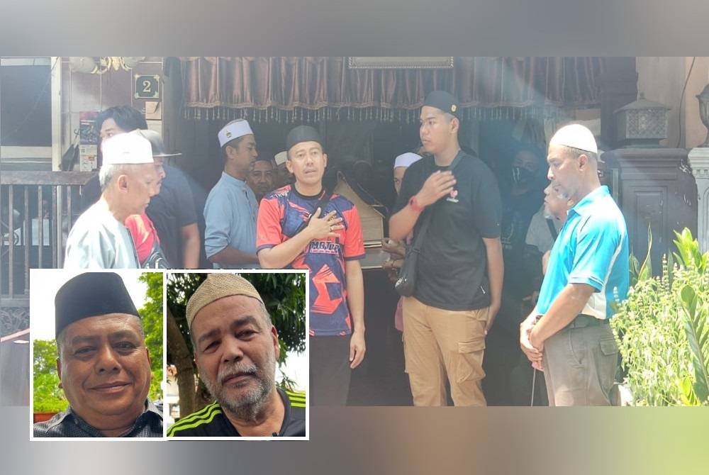 Mohd Faizal (tengah) mengucapkan jutaan terima kasih kepada orang ramai yang mendokan allahyarham bapanya. Gambar kecil: Mohd Zahir Awang, Azman Ismail