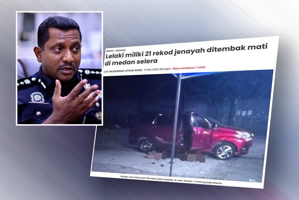 Polis menahan empat suspek percayai mempunyai kaitan dengan kejadian tembak seorang lelaki di Jalan Bandar 1, Puchong, Selangor pada 11 Mei lalu. (Gambar kecil: Hussein)