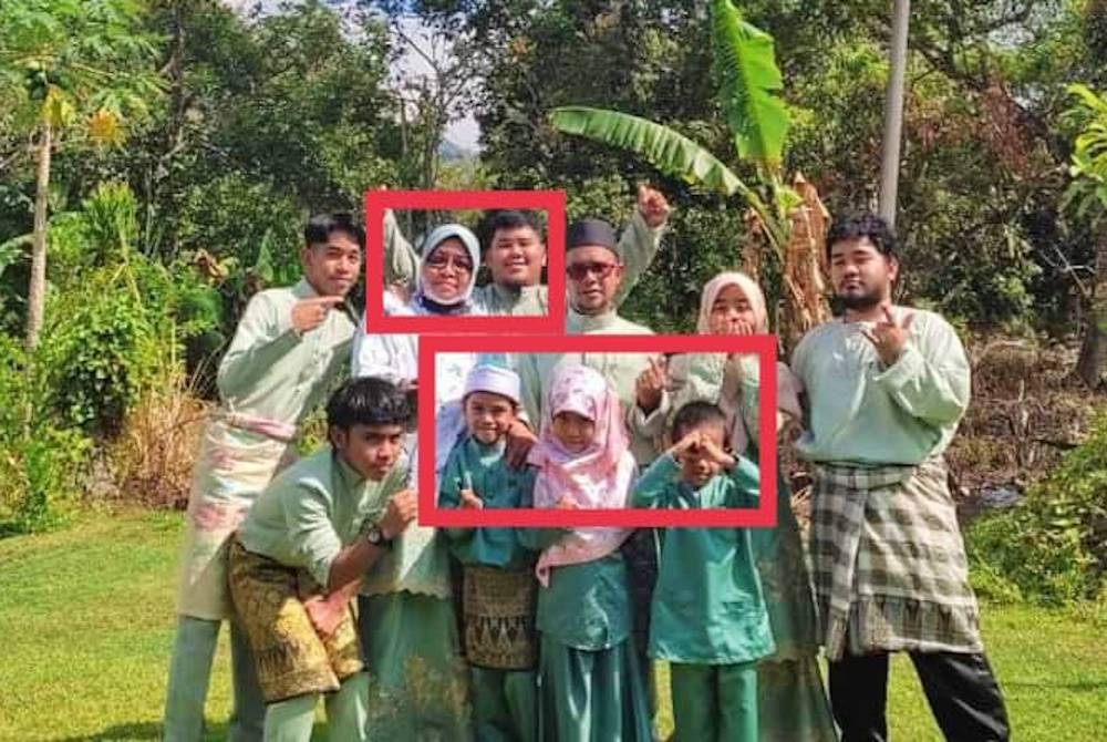 Gambar kenangan arwah bersama keluarga pada Hari Raya Aidilfitri lepas.