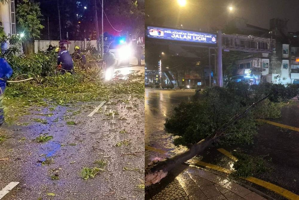 Kejadian pokok tumbang selain kerosakan kenderaan dan rumah di beberapa lokasi sekitar ibu negara pada Jumaat susulan hujan lebat dan ribut.