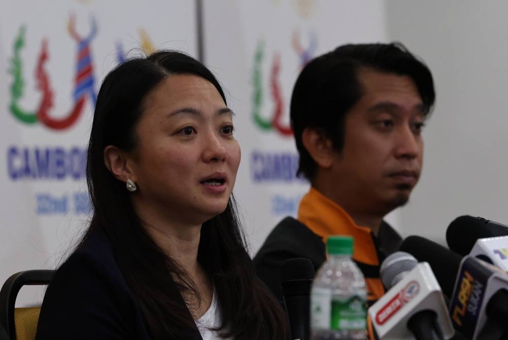 Hannah ketika sidang akhbar rangkuman prestasi kontinjen Malaysia ke Sukan SEA Kemboja 2023 di MSN, Bukit Jalil pada Jumaat. - Foto Bernama