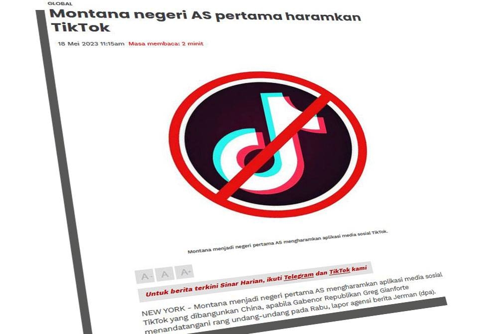 TikTok memfailkan saman untuk membatalkan langkah Montana mengharamkan platform media sosial itu.