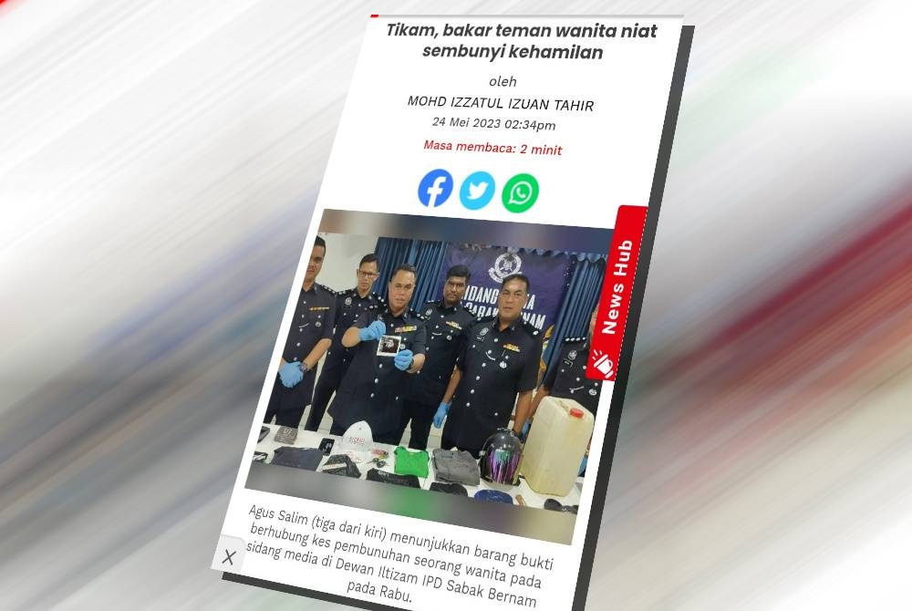 Keratan portal Sinar Harian pada Rabu.