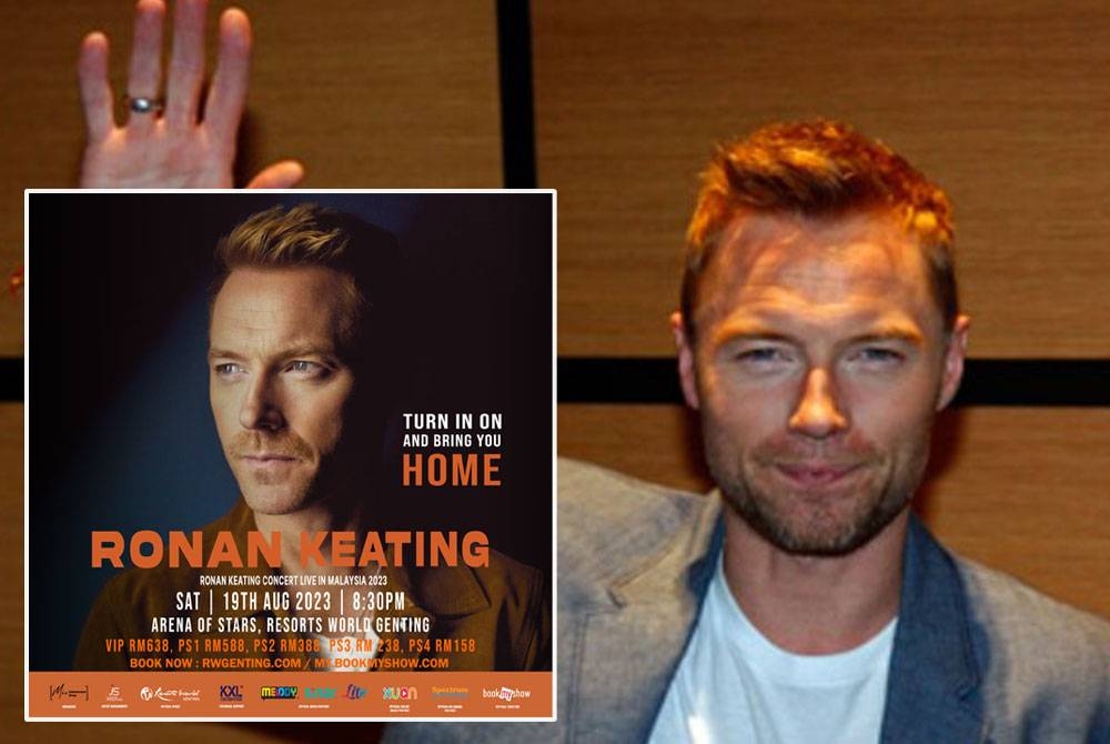 Konsert ‘Ronan Keating Concert Live In Malaysia 2023’ anjuran MIC Entertainment Group itu bakal diadakan pada Sabtu, 19 Ogos, pukul 8.30 malam di Arena of Stars, Resorts World Genting, Genting Highlands.