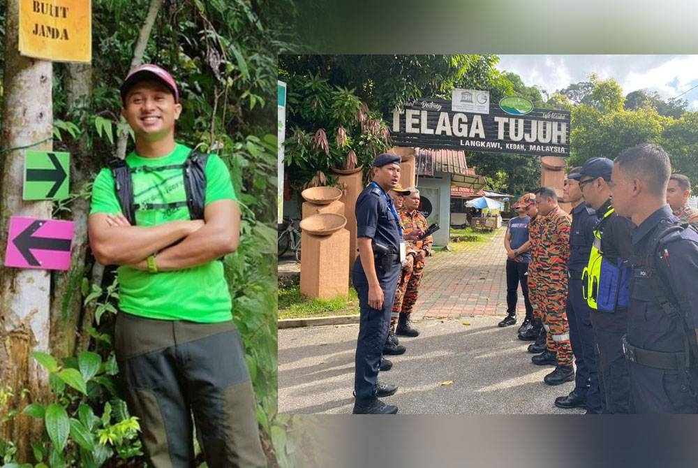 Mohd Ridhaudden (gambar kiri). Shariman (kiri) memberi taklimat berhubung operasi mencari Mohd Ridhaudden yang dilaporkan hilang selepas dipercayai mendaki Telaga Tujuh, Gunung Mat Chinchang, di sini pada Khamis.