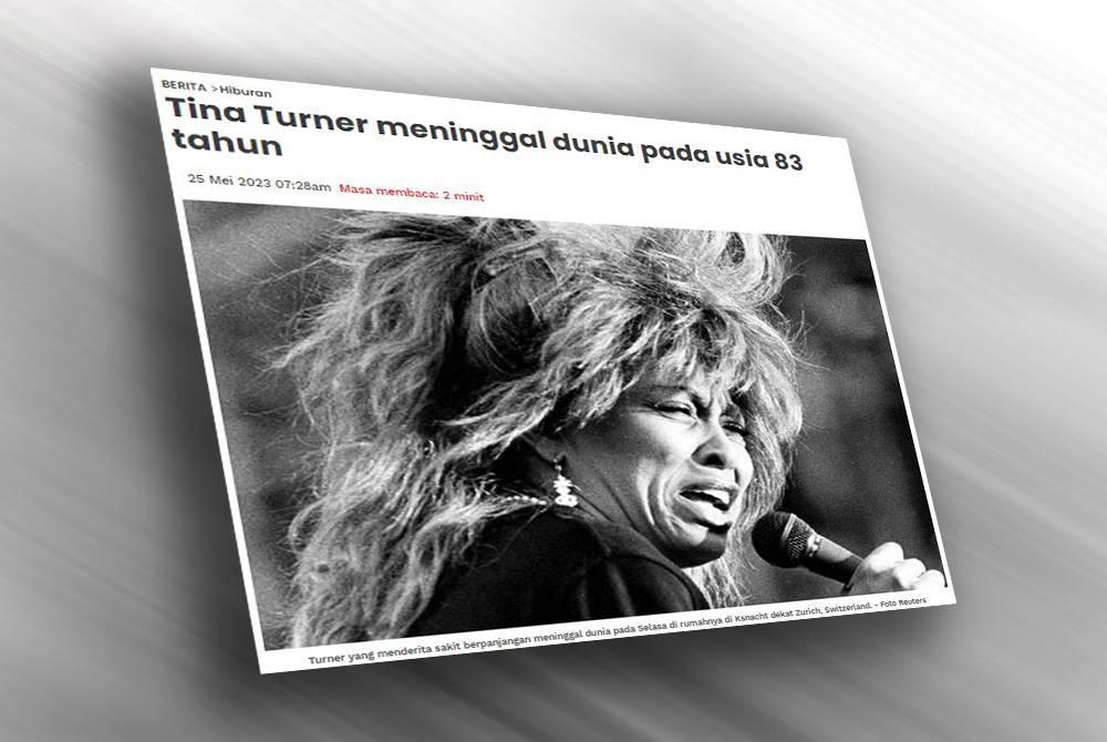 Tina Turner dilaporkan meninggal dunia pada usia 83 tahun.