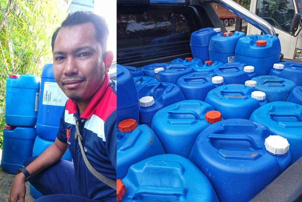 Muhammad Nor bersama tong-tong air yang ditempah pelanggannya sekitar Temerloh dan luar Temerloh.