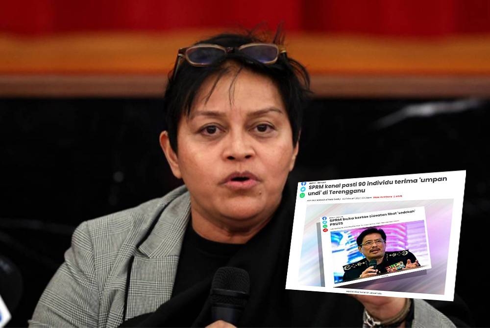 Azalina. Gambar kecil: Laporan Sinar Harian 2 Februari lalu