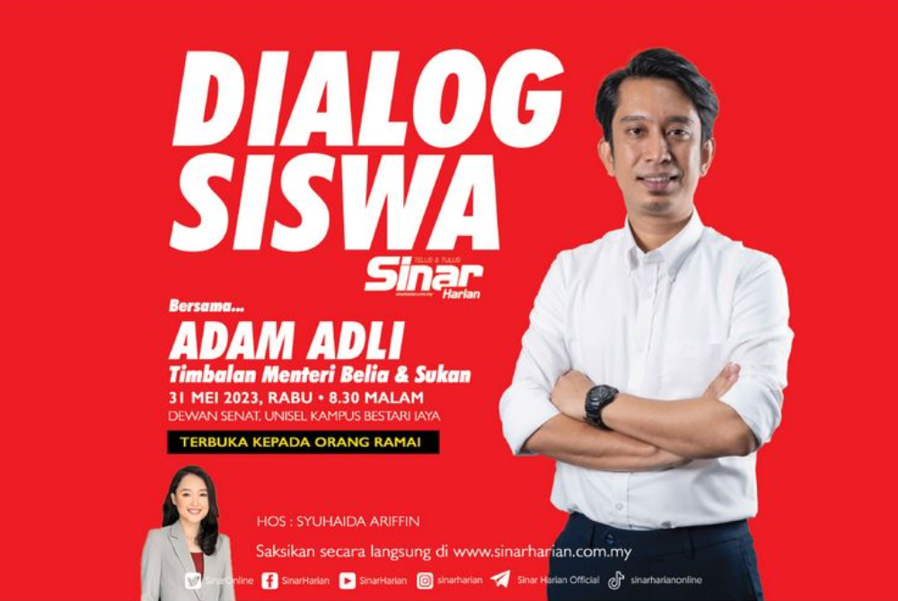 Dialog Siswa bersama Adam Adli di Dewan Senat, Unisel Kampus Bestari Jaya pada jam 8.30 malam, Rabu.