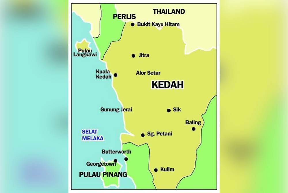 Peta Pulau Pinang dan Kedah.