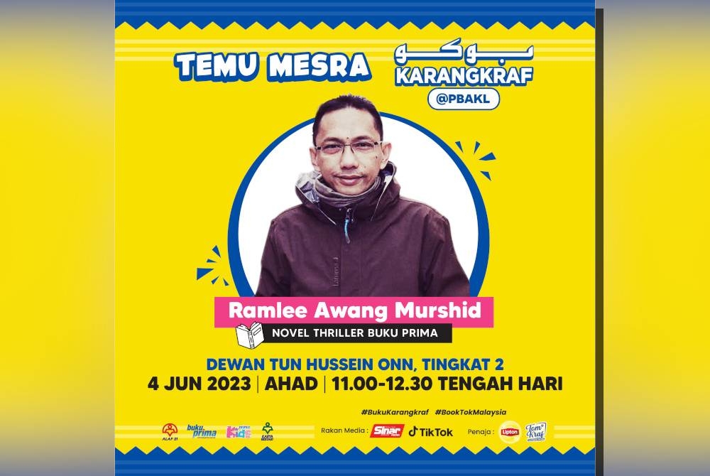 Sesi temu mesra bersama penulis novel, Ramlee Awang Murshid yang bakal berlangsung di reruai Karangkraf sempena PBAKL pada Ahad ini.