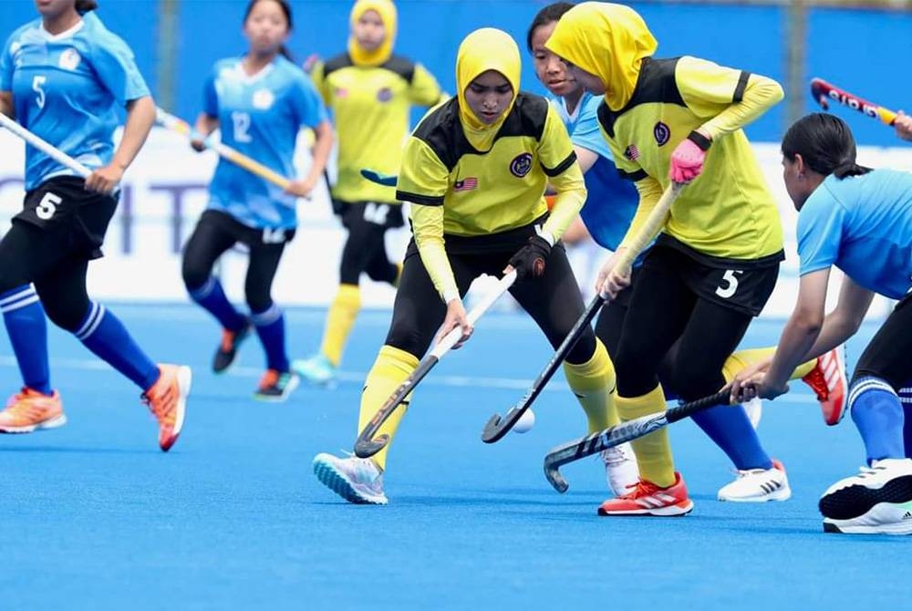 Aksi pemain Young Tigress kempen Piala Remaja Wanita Asia 2023.