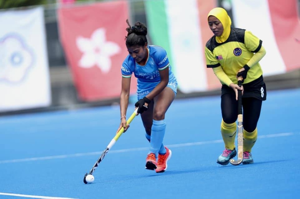 Aksi ketika Young Tigress bertemu pasukan India pada perlawanan kedua Kumpulan A kempen Piala Remaja Wanita Asia 2023 di Kakamigahara, Jepun. - Foto: MHC