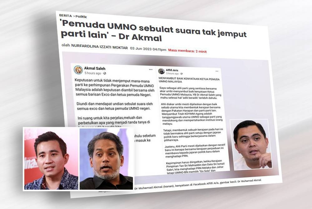 Laporan Sinar Harian pada Sabtu. (Gambar kecil: Shahril Sufian, Khairy)