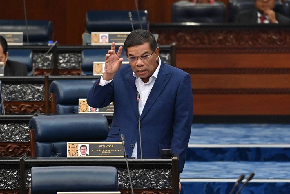 Saifuddin ketika sesi jawab lisan di Dewan Rakyat pada Rabu.