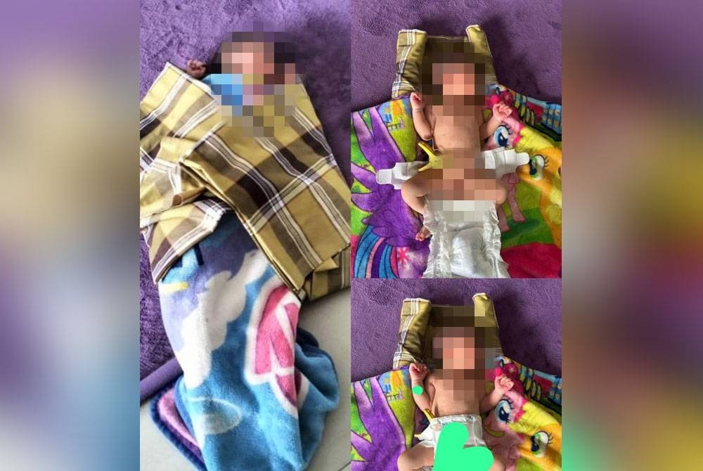 Seorang bayi perempuan ditinggalkan di hadapan Masjid An Najihah, Sungai Kepar, Semanggol pada Jumaat. - Foto: ihsan polis