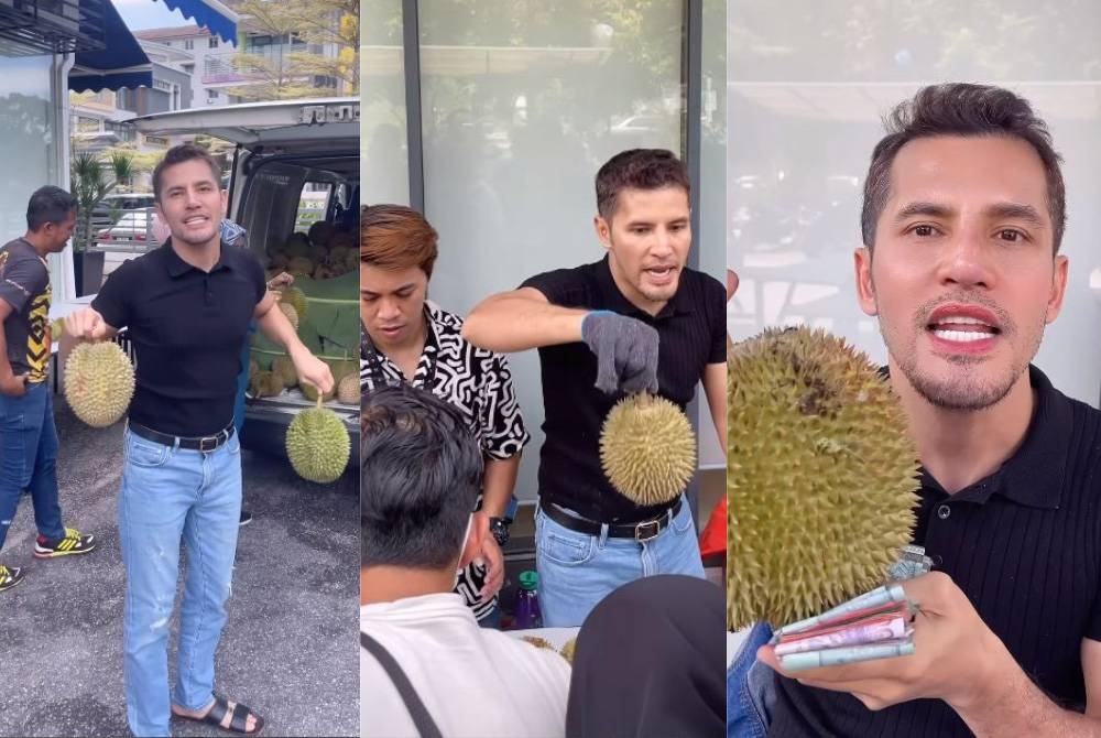 Aliff Syukri seronok jual durian serendah RM5 sekilo. - Foto IG aliffsyukriterlajaklaris