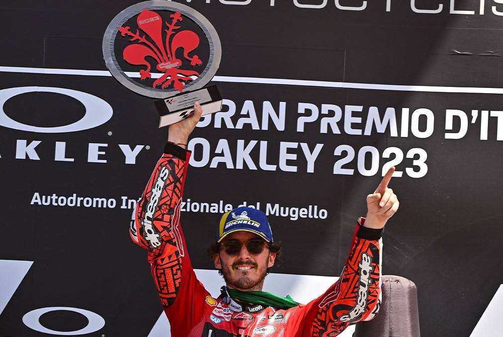 Bagnaia menjuarai saingan GP Itali di Mugello pada Ahad. - Foto AFP