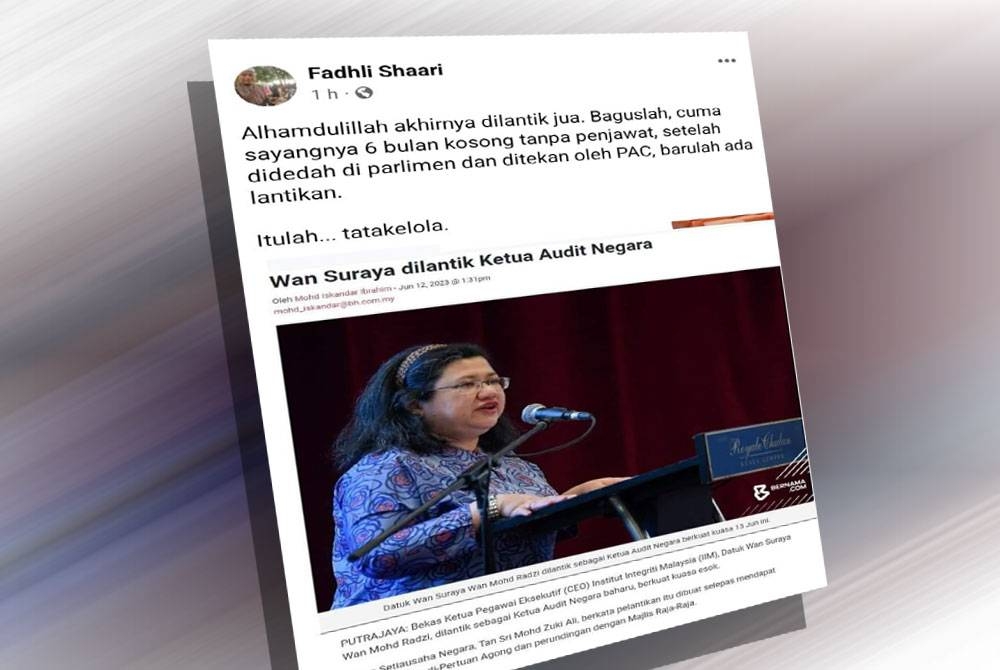 Ahmad Fadhli seolah-olah kecewa dengan tadbir urus &#039;tatakelola&#039; kerajaan kerana mengambil masa yang agak lama untuk melantik Ketua Audit Negara.