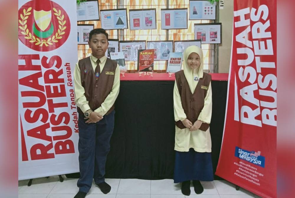 Muhammad Iman Fariz Nor Azman (kiri) dan Ummu Khairiyah Kamaruzamani akan sertai program Bicara Cilik Rasuah Busters.