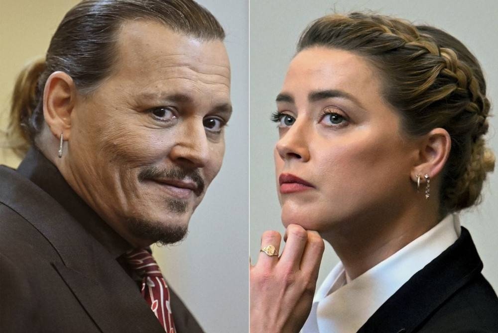 Johnny Depp (kiri) dan bekas isterinya, Amber Heard. - Foto AP