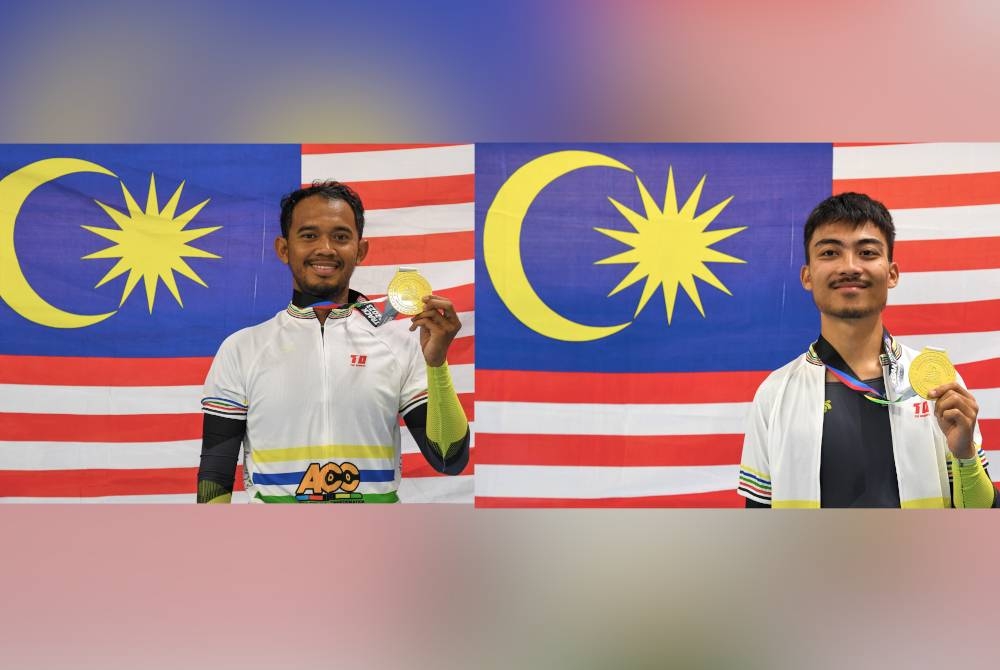 Zuhairi meraih emas acara omnium ACC 2023 di Velodrom Nasional, Nilai pada Sabtu. Muhammad Adi Raimie. - Foto Bernama