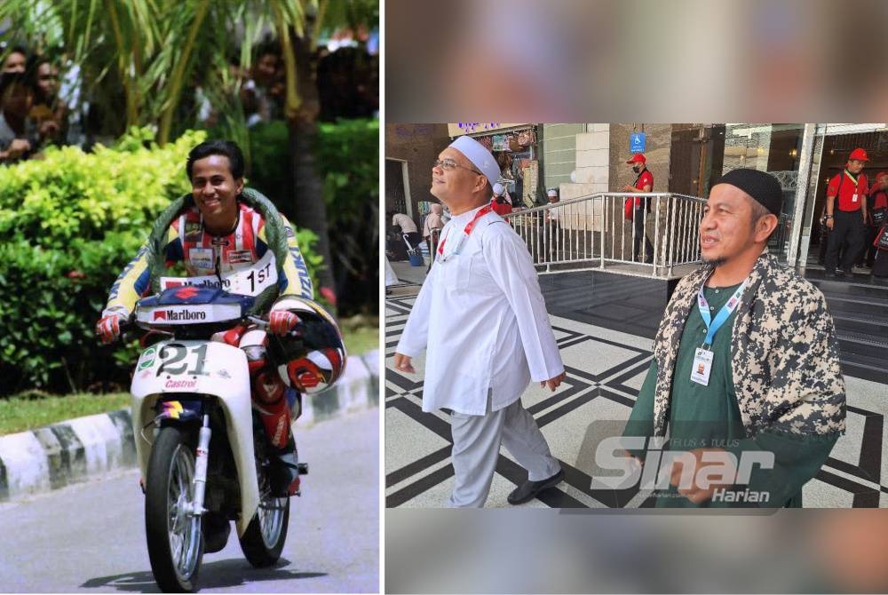 Wazi banyak menggondol kejuaraan dalam perlumbaan motor cub prix. (Wazi (kanan) bersama rakannya di hadapan hotel penginapan di Makkah.)