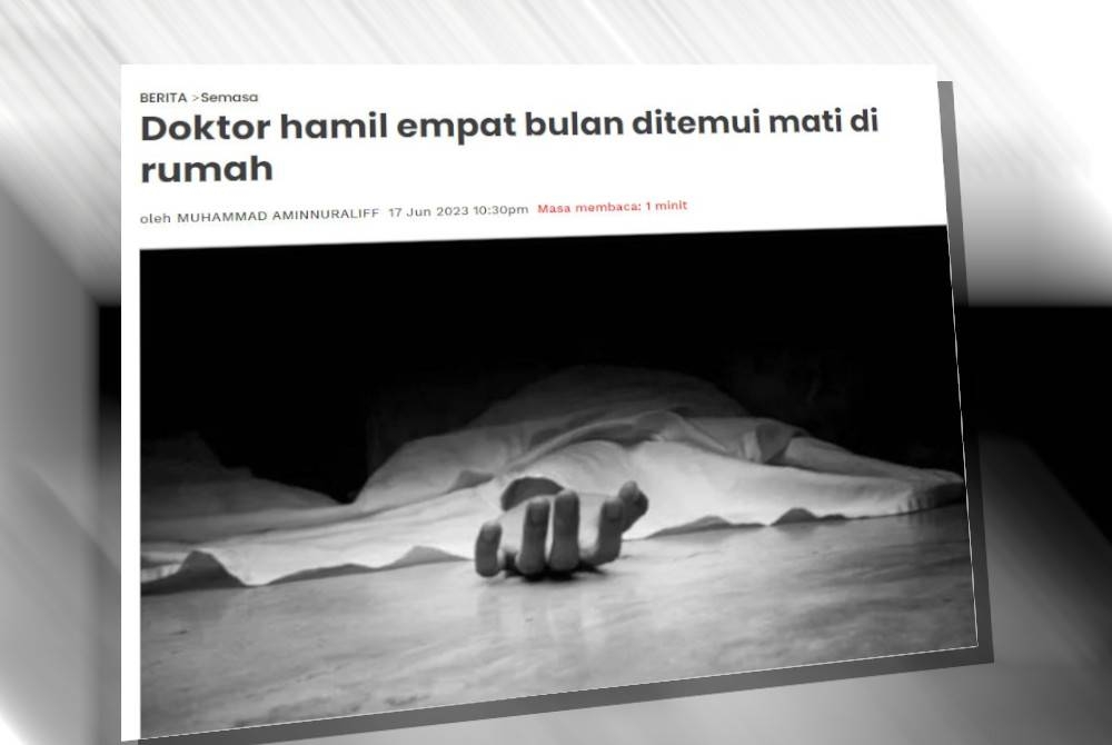 Sebelum ini media melaporkan doktor berusia 32 itu ditemui oleh suaminya di rumah mereka sebelum di bawa ke Hospital Sungai Buloh, namun gagal diselamatkan.