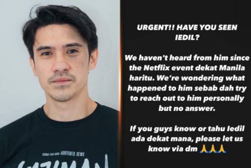 Netflix Malaysia berkata berita yang tersebar mengenai kehilangan Iedil Putra adalah sebahagian promosi pemasaran. -Foto/Instagram Iedil Putra