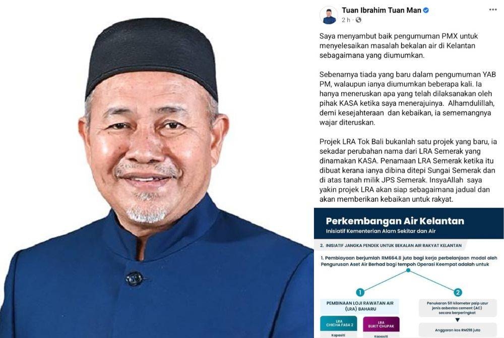 Tuan Ibrahim, Gambar kanan: Tangkap layar kenyataan Tuan Ibrahim di facebooknya pada Isnin