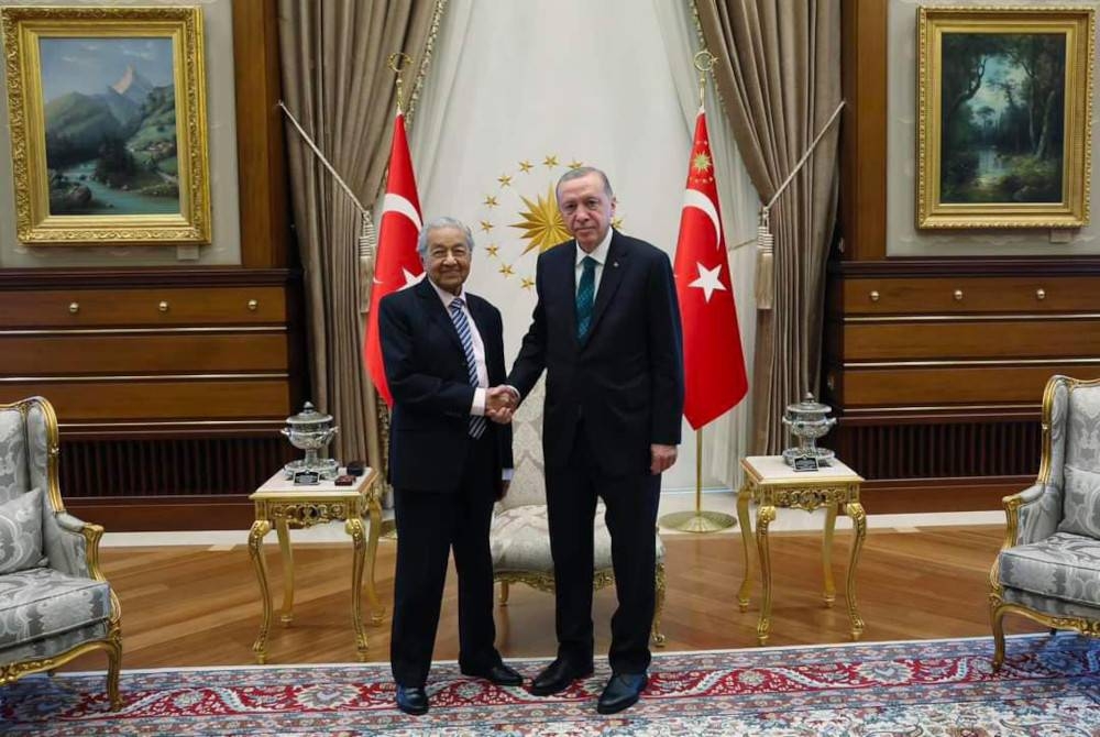 Pertemuan antara Dr Mahathir an Erdogan di Kompleks Presiden, Angkara, Turkiye.