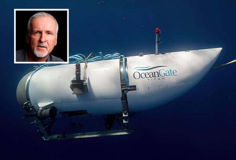 James Cameron (gambar kecil) terkesan dengan berita kehilangan kapal selam Titan di Laut Atlantik sehingga mengorbankan nyawa lima penumpang. - Foto Awani