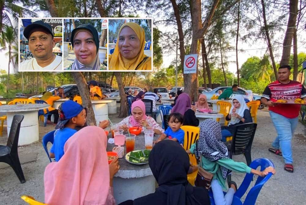 Penat lelah peniaga menghidupkan kawasan pantai tersebut seperti tidak dihargai apabila diperlakukan sedemikian. (Gambar kecil: Nor Hazri Mohd Nor, Zainon Mohktar, dan Norida Hassan)