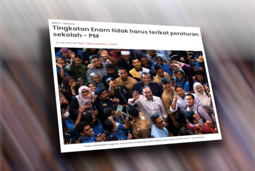 Pada Sabtu, Perdana Menteri, Datuk Seri Anwar Ibrahim, berkata, suasana Tingkatan Enam harus diubah kerana ia sebenarnya pascasekolah seperti Program Matrikulasi, berikutan sesi persekolahan berakhir pada Tingkatan Lima.