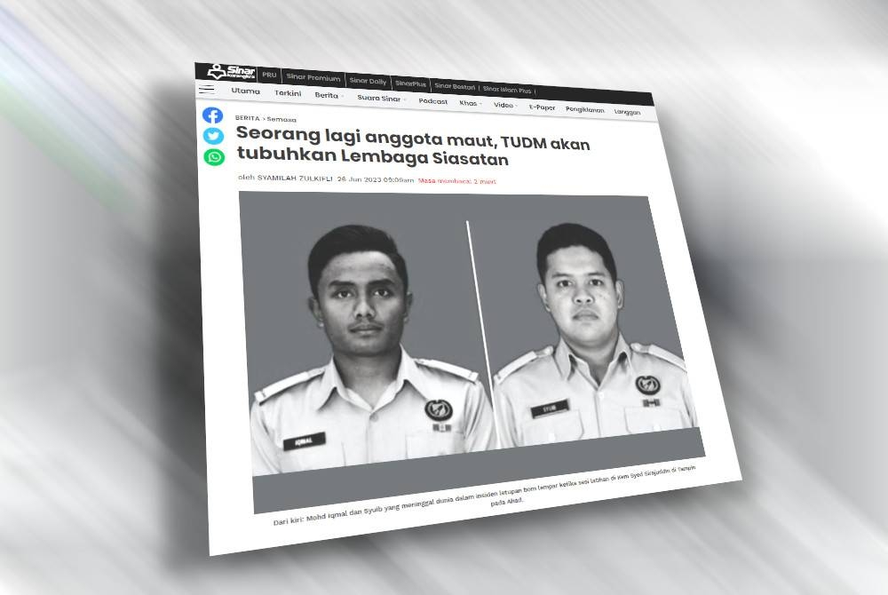 Laporan Sinar Harian berhubung kejadian.