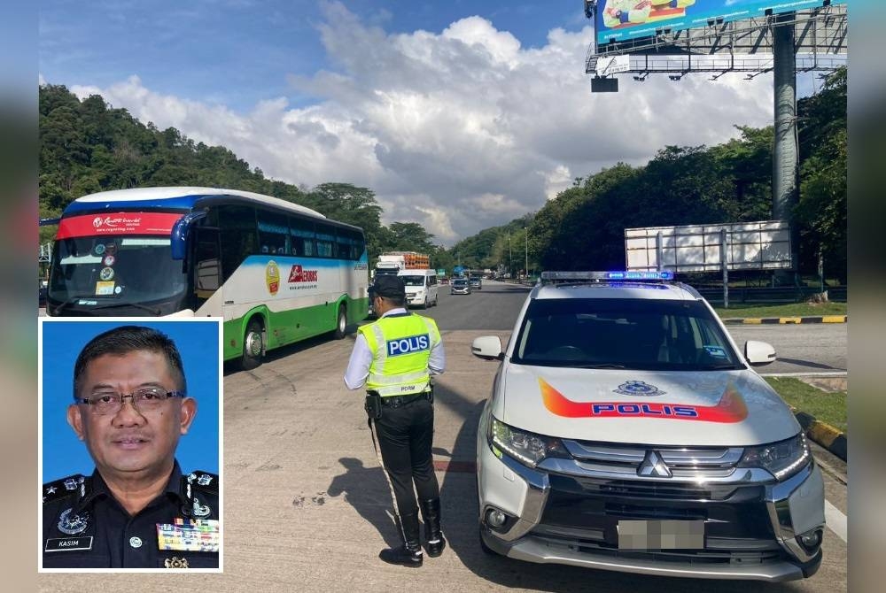 Pemantauan anggota trafik di lokasi yang dijangka berlaku kesesakan bagi memastikan pengguna jalan raya mematuhi peraturan ditetapkan sepanjang musim perayaan Aidiladha ini. (Gambar kecil: Mat Kasim)