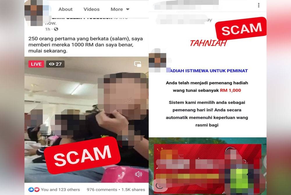 Antara taktik digunakan sindiket penipuan yang menawarkan ganjaran kepada pengguna media sosial.