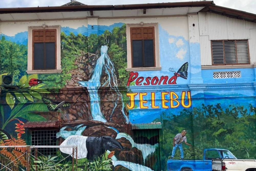 Lukisan mural yang telah siap di salah satu lokasi di Jelebu.