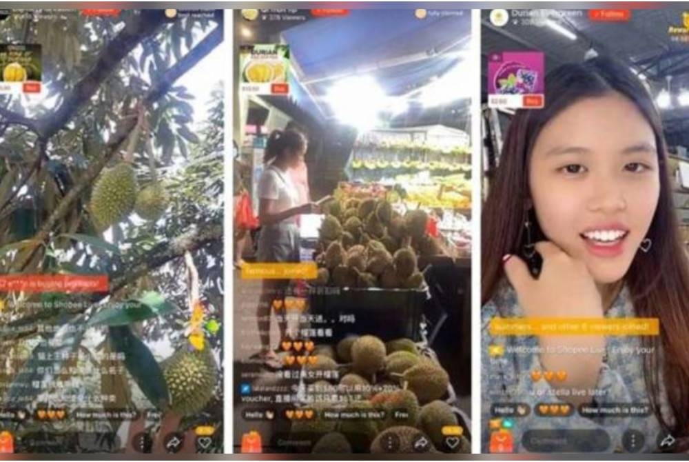 Menerusi Shopee Live, penjual durian kini boleh memanfaatkan pangkalan pengguna Shopee yang luas untuk mendekati penggemar durian di luar batasan kedai fizikal mereka. - Foto Shopee