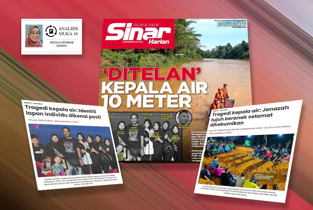 Laporan Sinar Harian mengenai tragedi kepala air di Jeram Air Putih, Kampung Air Putih, Kemaman, Terengganu.