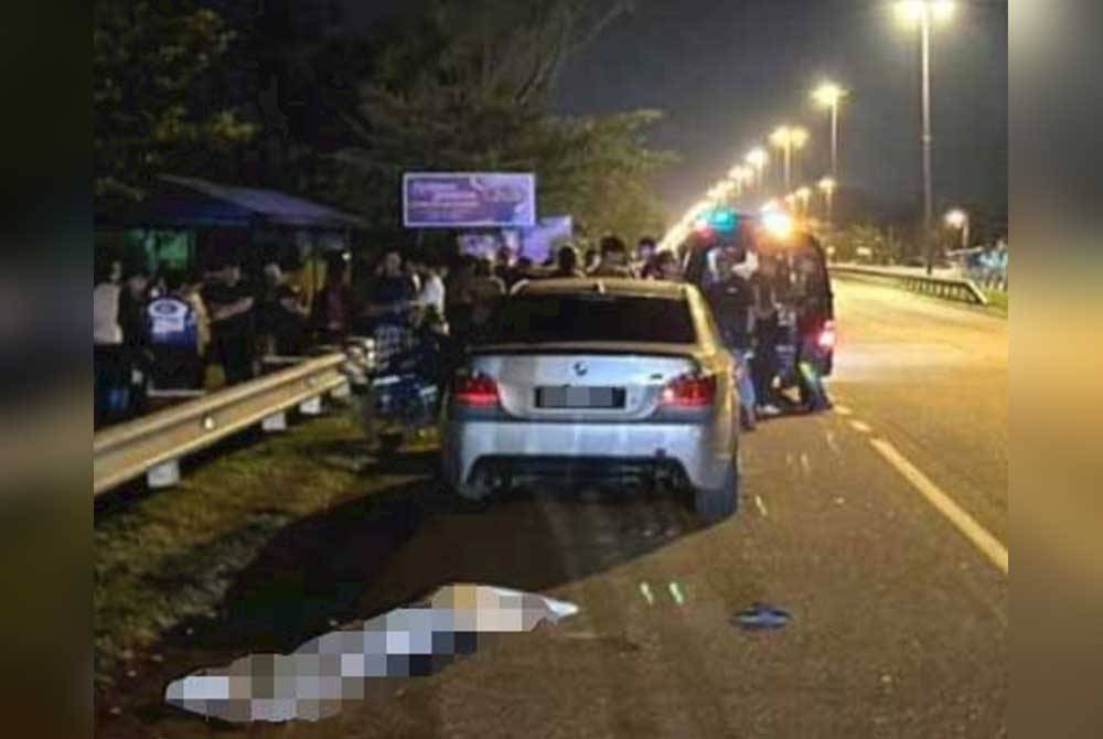 Lokasi kemalangan yang meragut nyawa pelajar di Jalan Pintasan Kuantan berhampiran persimpangan lampu isyarat Bukit Rangin pada awal pagi Ahad.