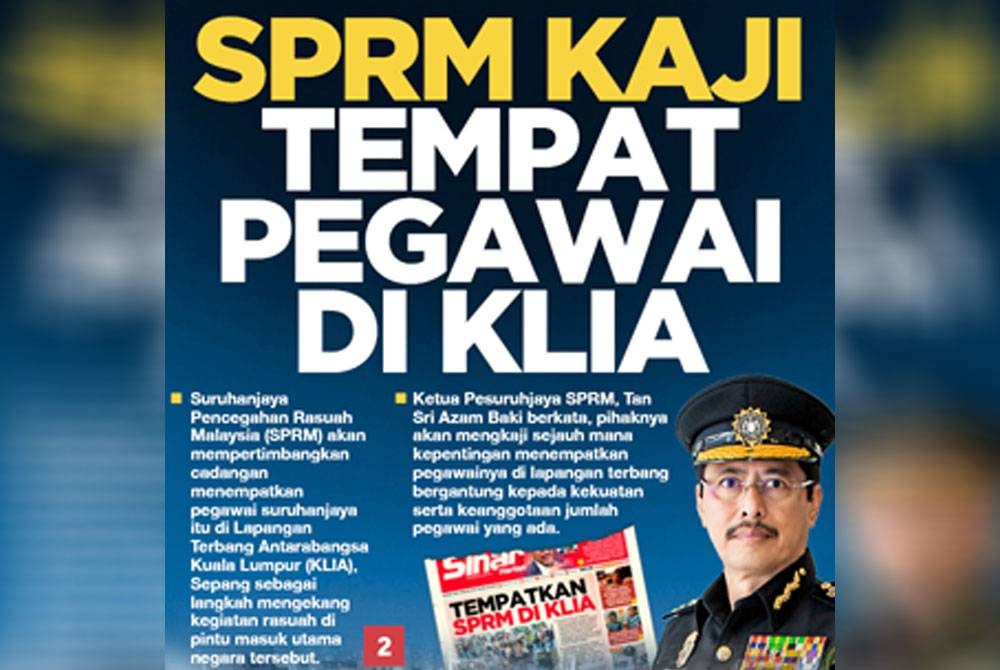 Laporan muka depan Sinar Harian pada Isnin.