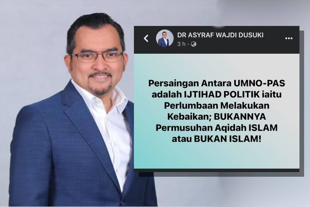 Tangkapan skrin kenyataan Setiausaha Agung UMNO, Datuk Dr Asyraf Wajdi Dusuki di Facebook pada Selasa