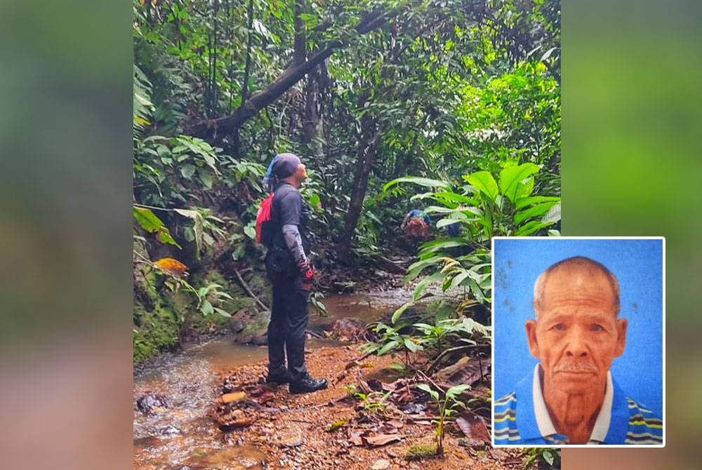 SAR hari ketiga masih belum menemui warga emas tersebut.Gambar kecil: Bah Mail