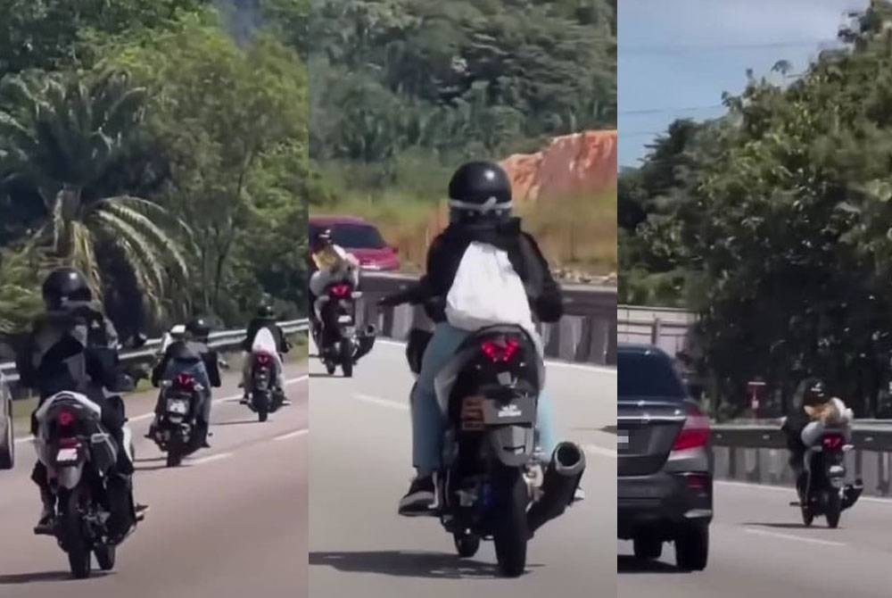 Tular aksi sekumpulan wanita bertudung menunggang motosikal dengan laju, mencelah dan memotong kereta tanpa menghiraukan keselamatan diri sendiri dan pengguna lain.