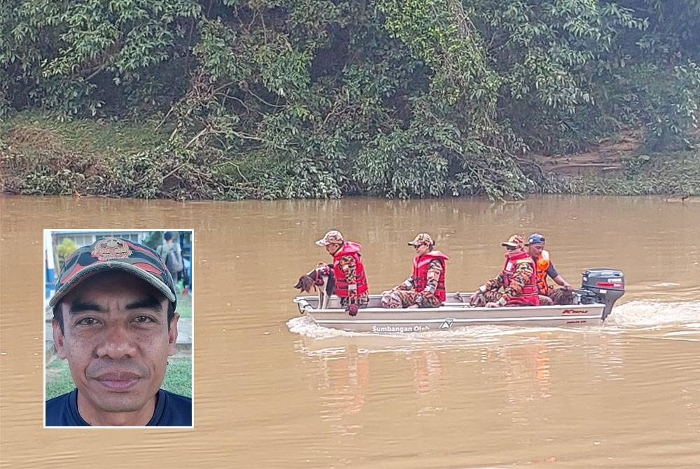 JBPM melakukan pencarian mangsa yang hilang di perairan sungai di Kemaman. Gambar kecil: Zailani